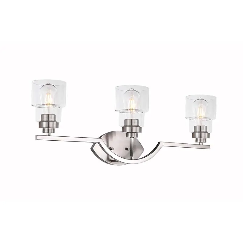 Modern bedroom 2 lights led wall light clear glass brush nickel vanity light fixture wall